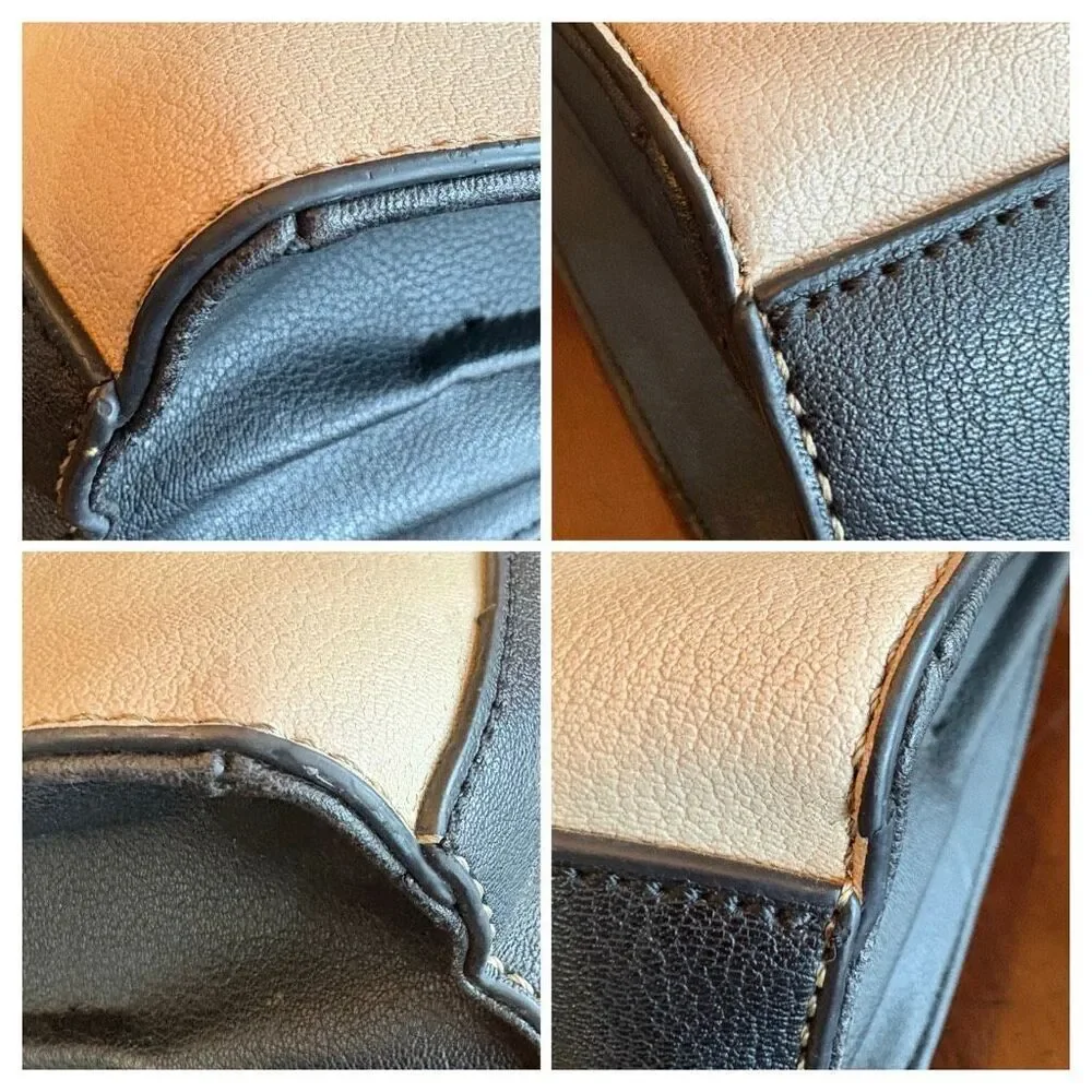 NINE WEST - EUC Tri-Color Tailored Faux Leather Satchel. Organization Galore